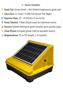 Elektrikli Çit Seti - 30 Dönüme Kadar - Güneş Enerjili