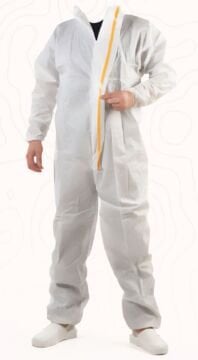 Lamineli Su Geçirmez Başlıklı Fermuarlı Tulum - Tek Kullanımlık