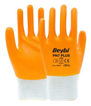 İş Eldiveni Beybi PN7+ Polyester Nitril Eldiven - Sarı - XL