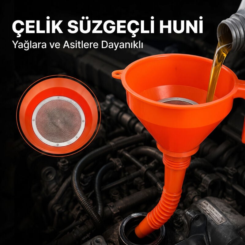Çelik Süzgeçli Huni - Spiralli - 2.2 Litre